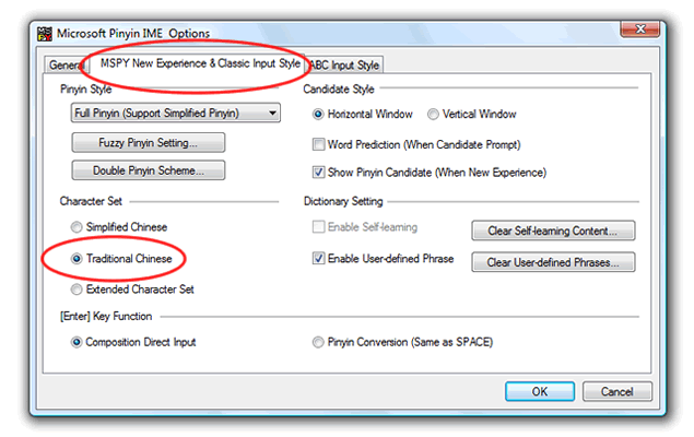 MSPY Options dialog