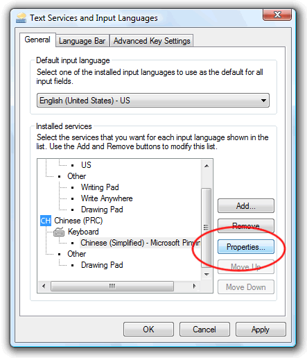 Test Services - Keyboard Properties